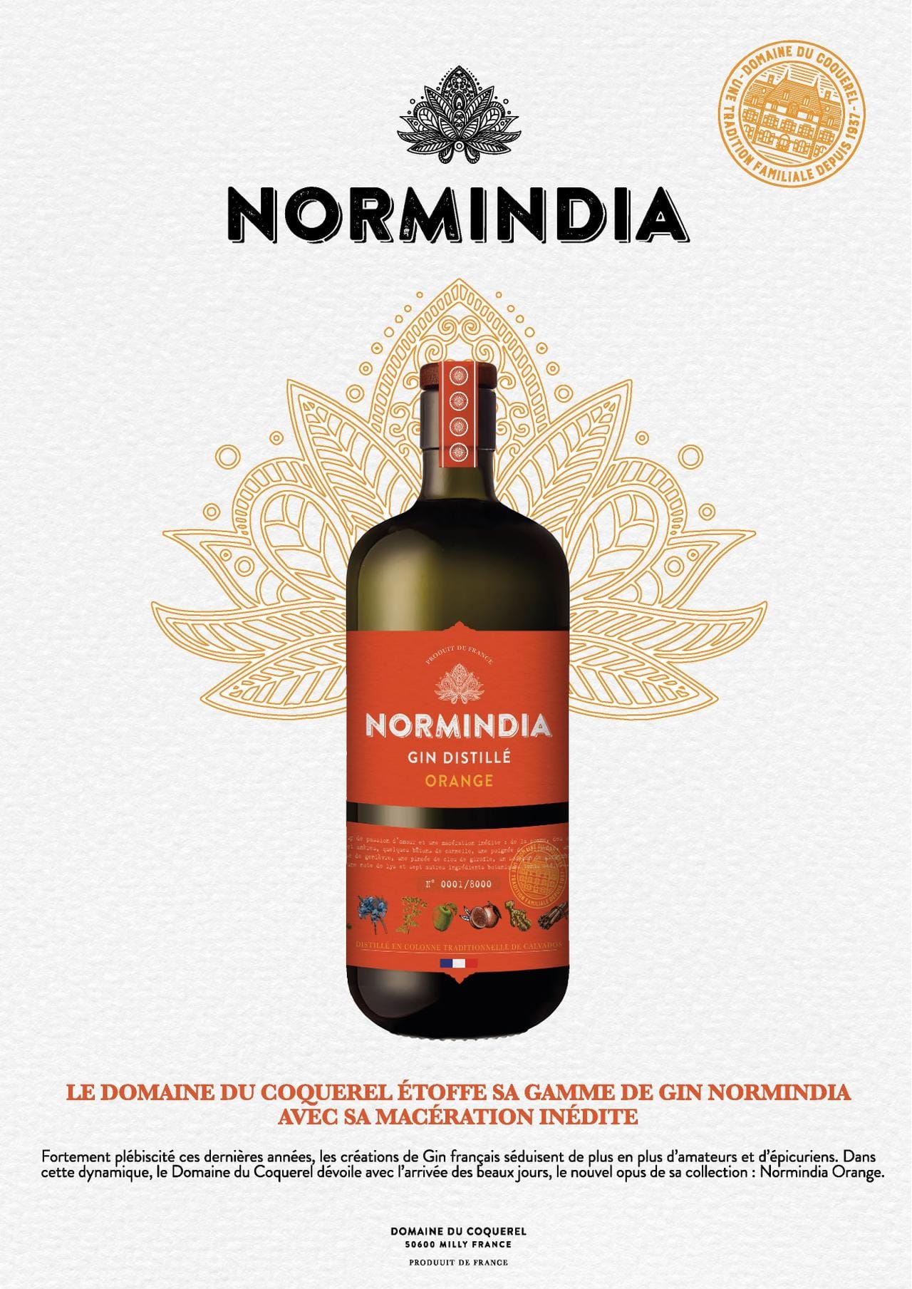 Le Domaine du Coquerel dévoile  Normindia Orange Gin, une nouvelle macération inédite