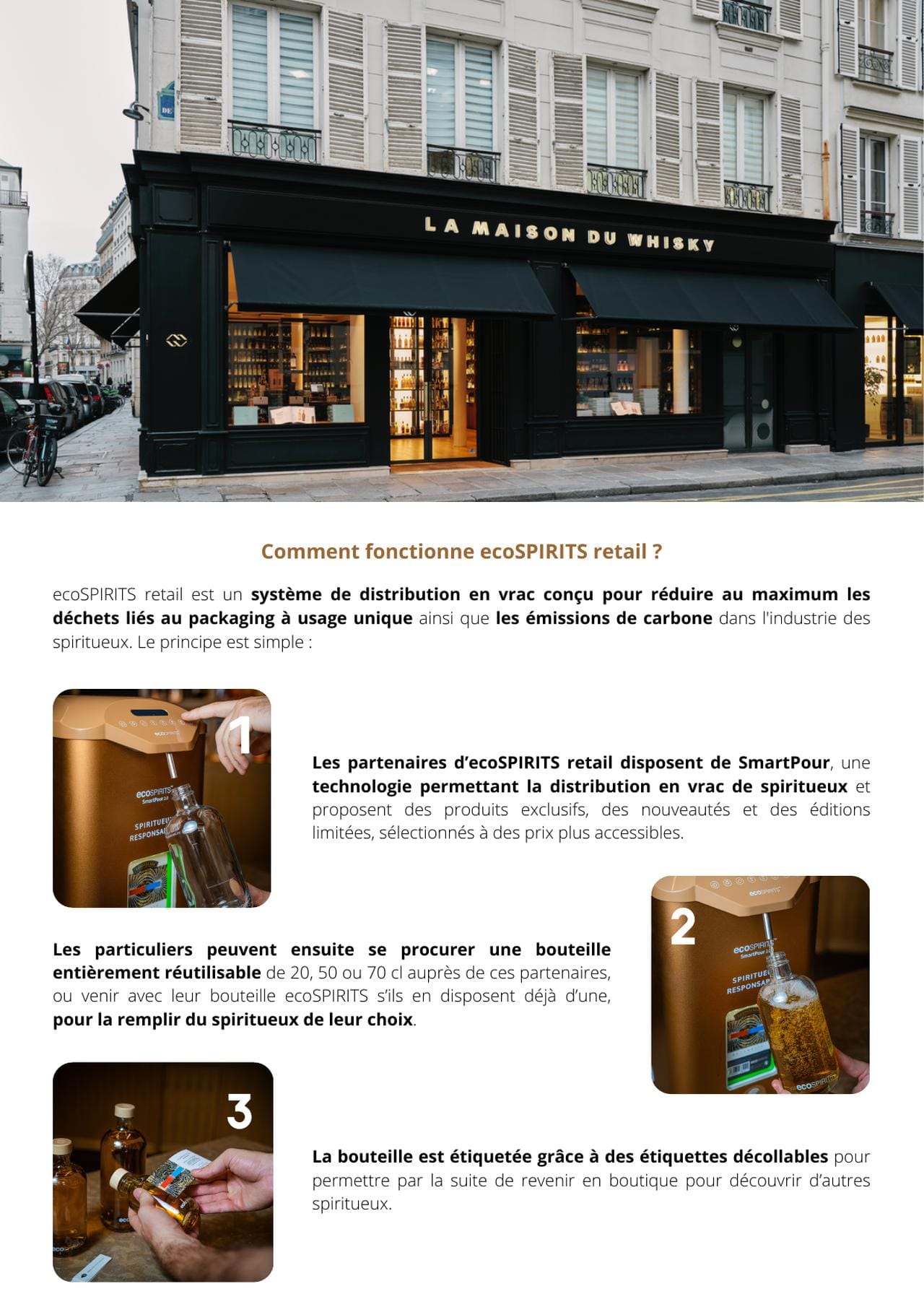 Ouverture du premier pop-up store ecoSPIRITS au LAB de la boutique La Maison du Whisky à Paris