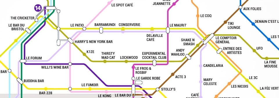 Le plan de métro des bars parisiens
