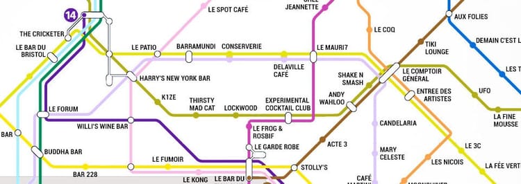 Le plan de métro des bars parisiens